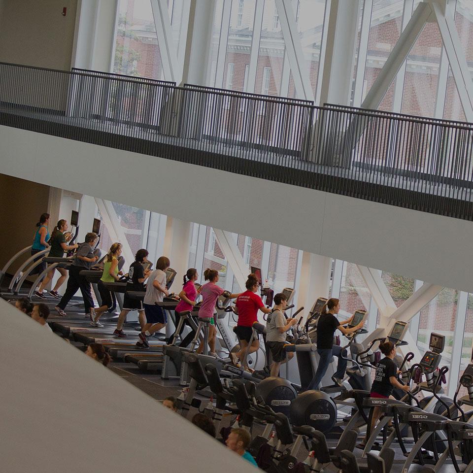 Students using the equipment in the Student Fitness Center.